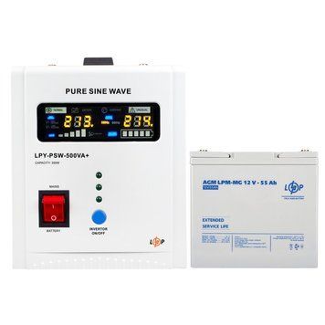 Комплект резервного живлення для котла LogicPower ДБЖ -500VA+ (350Вт) + АКБ MG 720W 14021 фото