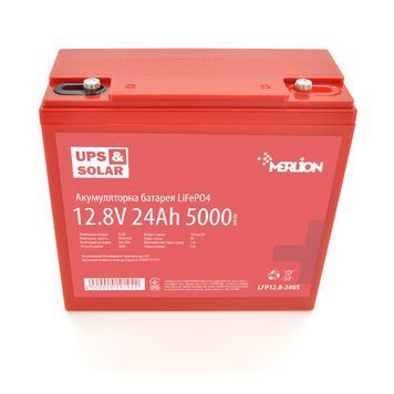 Літій-залізо-фосфатний акумулятор Merlion LiFePO4 12.8V 24AH (4S4P/BMS-30A), (166x175x125) for UPS, до 5000 циклів 19194 фото
