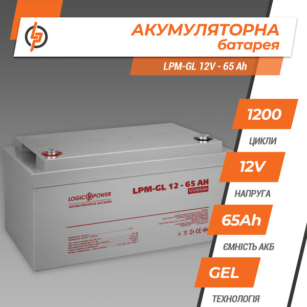 Аккумулятор гелевый LPM-GL 12V - 65 Ah 3869 фото