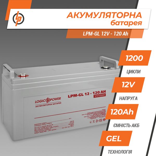 Аккумулятор гелевый LPM-GL 12V - 120 Ah 3870 фото