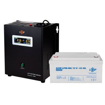 Комплект резервного живлення для котла LogicPower ИБП W500VA + мультигелева батарея 900W 65 Ah 15873 фото
